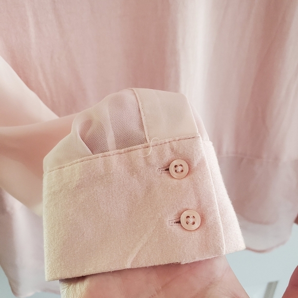 Metaphor Light Blush Pink Lightweight V Long Sleeved Button Shirt Size L - Picture 5 of 5